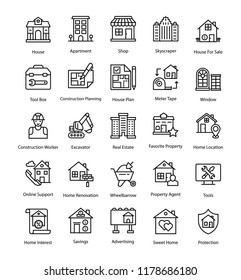 Real Estate Line Vector Icons Set