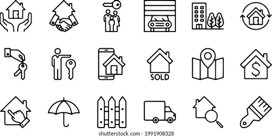Real Estate Line Vector Icons 