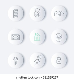 Real estate linear round modern icons, vector illustration, eps10, easy to edit