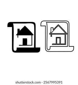 Real Estate, linear style icons set. Buying, renting and letting real estate. Apartment, house, land plot, commercial real . Investments. Editable stroke width