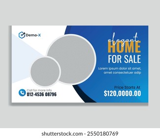 Real estate living home for sale web banner template for sale web banner video thumbnail
