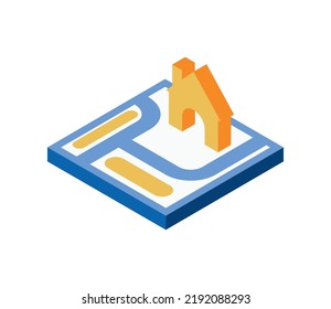 real estate location icon isometric