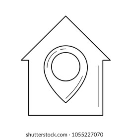 Real estate location vector line icon isolated on white background. House location line icon for infographic, website or app.