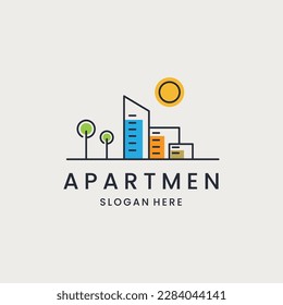 Real Estate Logo Apartment Business abstract vector design template Linear.