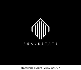 Real estate logo. Architecture, construction, property, city building, cityscape, skyscraper, residence, apartment, structure and planning vector design symbol.
