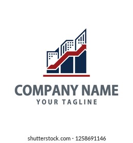 Real Estate Logo With Arrow Graph Concept. 