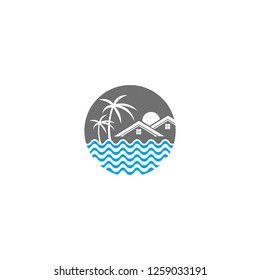 real estate logo , beach logo design , vector , house beach logo