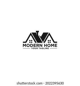 real estate logo with beautiful house roof illustration