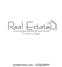 Real estate logo. Black lines on the white background