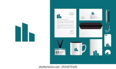 Real estate logo branding design kit. Corporate identity template. Business stationery mockup. Editable vector illustration.