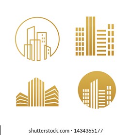Logotipo inmobiliario, desarrollo de edificios, conjunto de logotipos, iconos y elementos