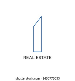 Real Estate Logo, Building, or Home, Design Vector With Line, linear, style, or mono line. Illustration of Residential, Apartment, Icon, with simple, minimalist style blue color. Eps 10
