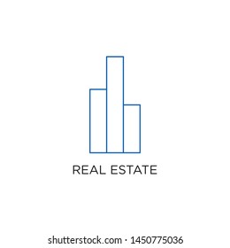 Real Estate Logo, Building, or Home, Design Vector With Line, linear, style, or mono line. Illustration of Residential, Apartment, Icon, with simple, minimalist style blue color. Eps 10