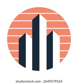 Real Estate Logo with Buildings and House, Minimalist Real Estate Logo Design, Building Logo Design