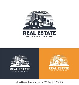 real estate logo, business, property, property, marketing, scenery, flat, minimal, company vector, icon