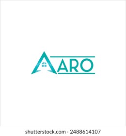 The real estate logo is called ARO with a green gradient color and a white background