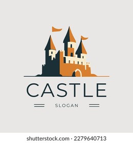 real estate logo with a castle vector illustration

