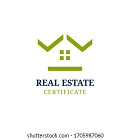 real estate logo with ceckmark icon certificate vector template