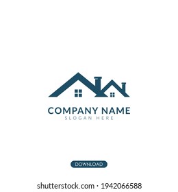 real estate logo with chimney vector. house minimalist