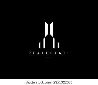 Real. estate logo. City building, architecture, construction, apartment, property, cityscape, skyscraper, planning and structure vector design symbol.