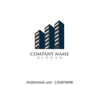 Real estate logo city modern with square shape 