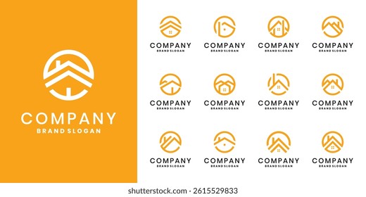 Real estate logo collection with minimalist style house roof icon