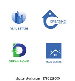 Plantilla vectorial de colección de logotipos inmobiliarios