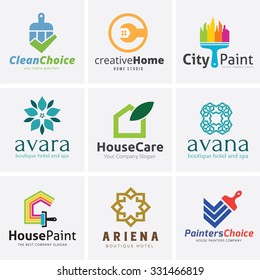 Real Estate Logo collection,Home logo,house logo,house painting logo,hotel and boutique hotel logo,Vector Logo template