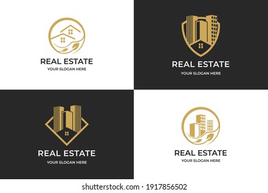 real estate logo, combine shield real estate logo