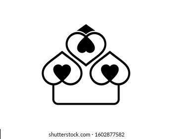 Real estate logo. the concept of abstract house building with heart symbol elements.