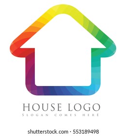 Real estate logo concept design with rainbow spectrum colored house 