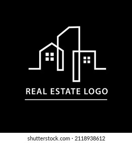 real estate logo concept line art style design, city building logo design inspiration