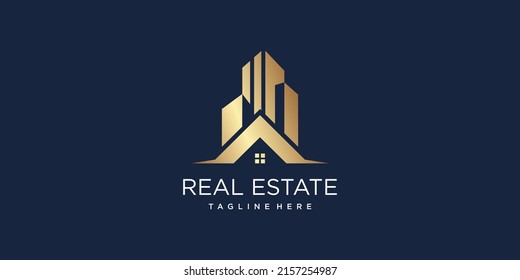 Logo inmobiliario con concepto creativo vector Premium