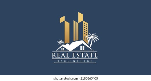 Real estate logo with creative design premium vector