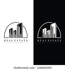 Real Estate Logo, Creative House Logo Collection, Abstract Buildings Logo, Black and white real estate Logo