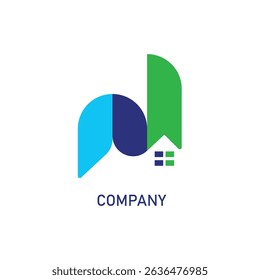 Real Estate Logo Design: An abstract logo representing a house using organic shapes and vibrant color, with the tagline 'Company' signifying property or construction business.