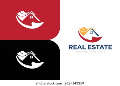 Real estate logo design, builder logo, home, house, property roofing logo template, contractor logo template, 