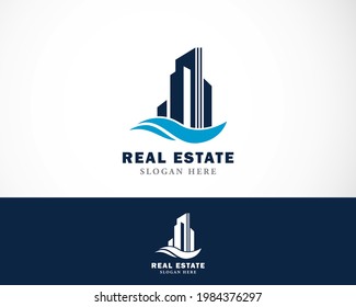 real estate logo design building skyline city architecture creative design template