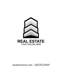 real estate logo design for building with creative illustration