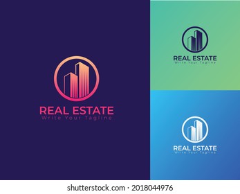 Real estate logo design with bulding