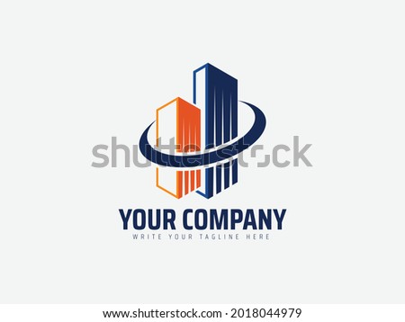 Real estate logo design with bulding
