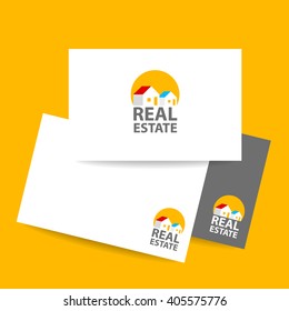 Real Estate Logo Design. Business card template. Real estate agent design template. Vector illustration.
