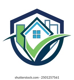 Real estate logo design combined with a checkmark