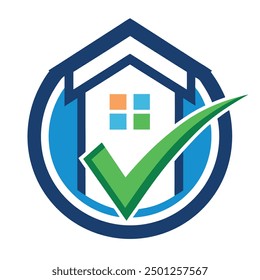 Real estate logo design combined with a checkmark