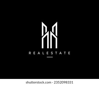 Real estate logo design composition for business identity. Abstract city building vector design symbol.