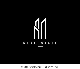 Composición del diseño del logotipo inmobiliario para la identidad empresarial. Resumen del símbolo de diseño vectorial del edificio de la ciudad.