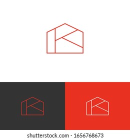 Concepto de diseño de logotipo de línea moderna, que puede representar letra K, correo o propiedad inmobiliaria. Vector para empresas. Eps 10 de moda