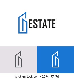 Real estate logo design concept. Simple architect company brand logomark illustration. Can representing housing, art, contractor, project.