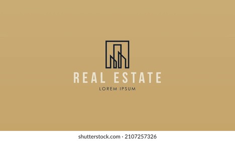 Design-Konzept für Real Estate-Logos, Vektorgrafik. Vorlage für moderne Gebäude-Logo