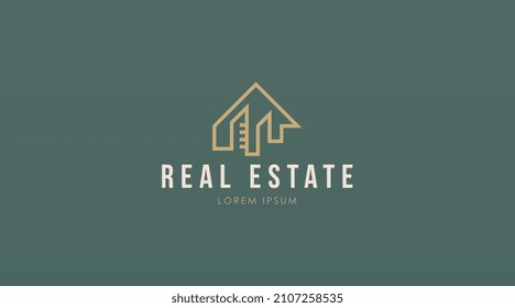 Vector de diseño de logotipo inmobiliario. Plantilla de logotipo de edificio moderno